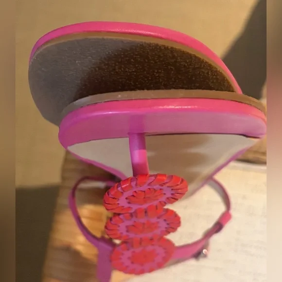 Jack Rogers Whip Stitch Medallion Sandals Pink Red Size 9.5 M EUC - Picture 8 of 10